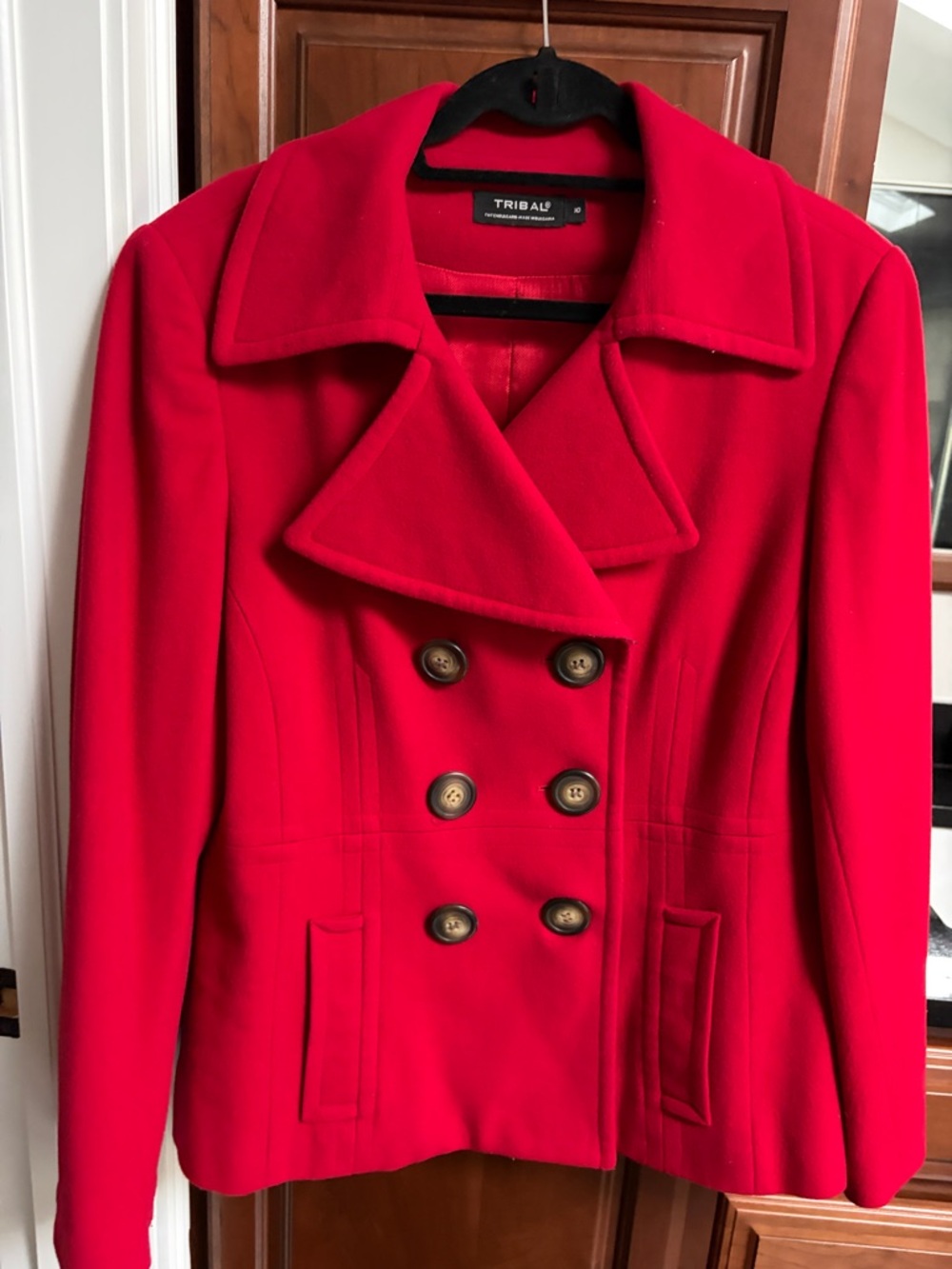 TRIBAL Bright Red Double-Breasted Peacoat
